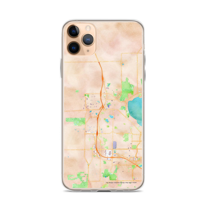 Custom iPhone 11 Pro Max Middleton Wisconsin Map Phone Case in Watercolor