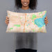 Person holding 20x12 Custom Middleton Wisconsin Map Throw Pillow in Watercolor