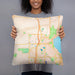 Person holding 18x18 Custom Middleton Wisconsin Map Throw Pillow in Watercolor