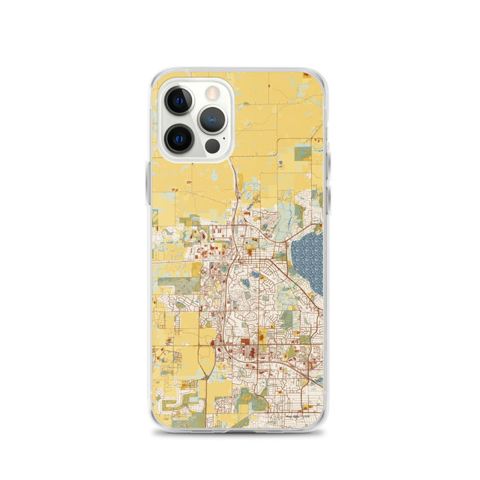 Custom iPhone 12 Pro Middleton Wisconsin Map Phone Case in Woodblock