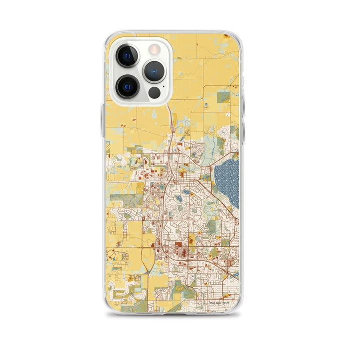 Custom iPhone 12 Pro Max Middleton Wisconsin Map Phone Case in Woodblock