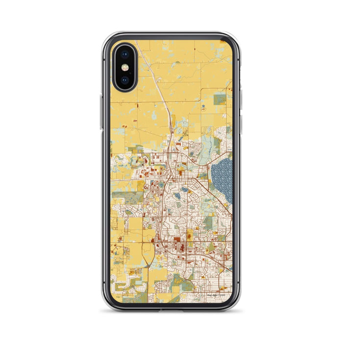 Custom iPhone X/XS Middleton Wisconsin Map Phone Case in Woodblock