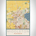 Middleton Wisconsin Map Print Portrait Orientation in Woodblock Style With Shaded Background