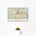 12x18 Middletown Connecticut Map Print Landscape Orientation in Woodblock Style With Small Cactus Plant in White Planter