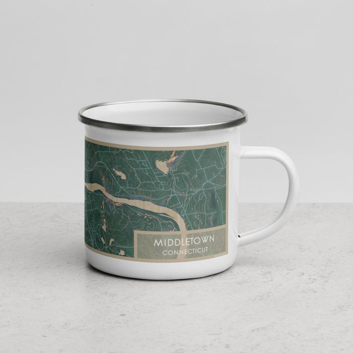 Right View Custom Middletown Connecticut Map Enamel Mug in Afternoon