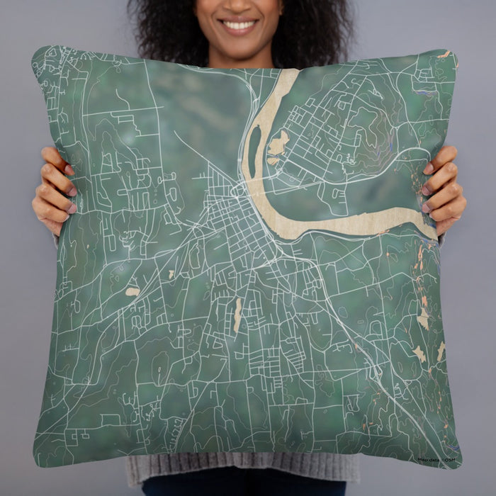 Person holding 22x22 Custom Middletown Connecticut Map Throw Pillow in Afternoon
