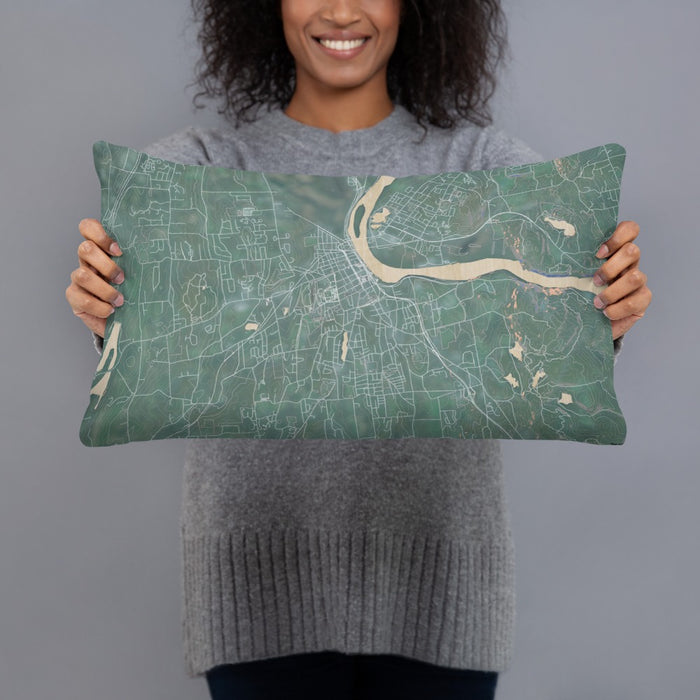 Person holding 20x12 Custom Middletown Connecticut Map Throw Pillow in Afternoon