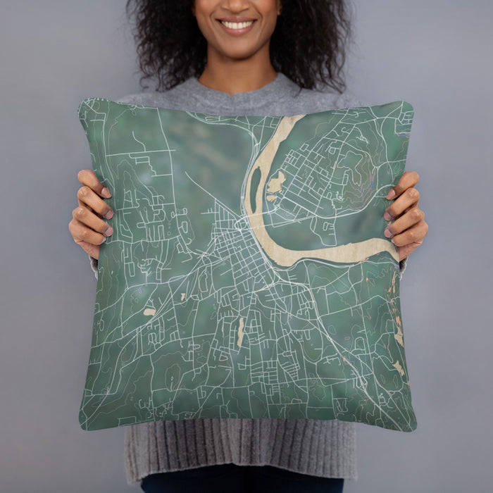 Person holding 18x18 Custom Middletown Connecticut Map Throw Pillow in Afternoon