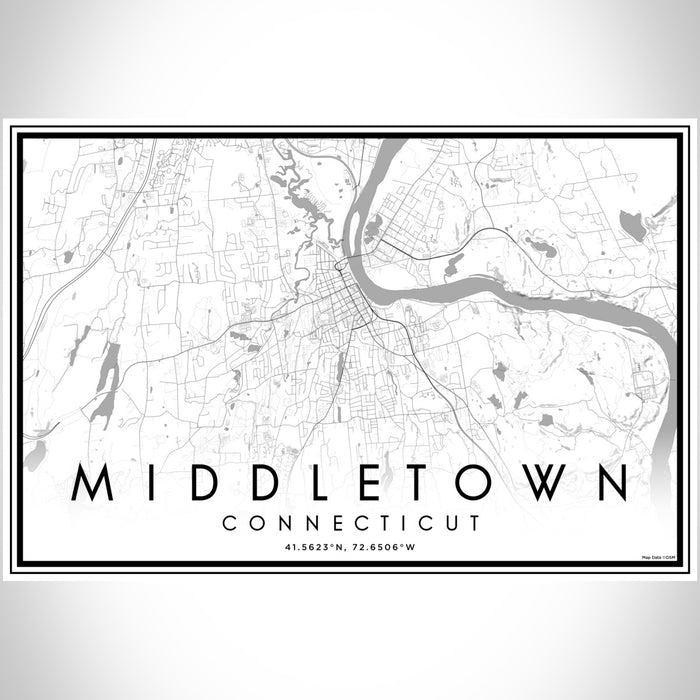 Middletown Connecticut Map Print Landscape Orientation in Classic Style With Shaded Background