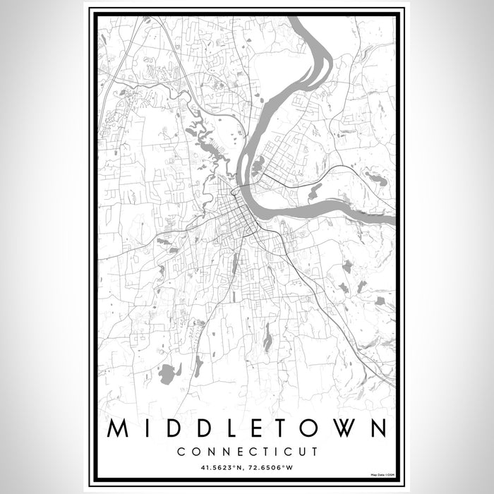 Middletown Connecticut Map Print Portrait Orientation in Classic Style With Shaded Background