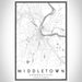 Middletown Connecticut Map Print Portrait Orientation in Classic Style With Shaded Background