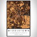 Middletown Connecticut Map Print Portrait Orientation in Ember Style With Shaded Background