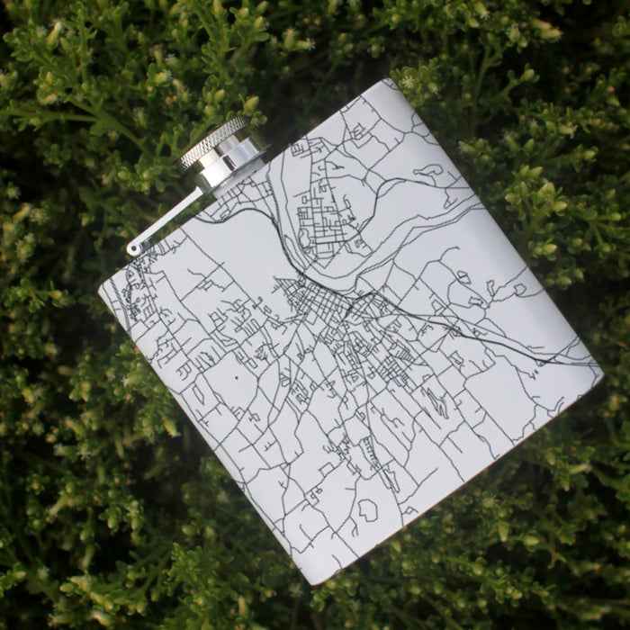 Middletown Connecticut Custom Engraved City Map Inscription Coordinates on 6oz Stainless Steel Flask in White