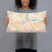 Person holding 20x12 Custom Middletown Connecticut Map Throw Pillow in Watercolor