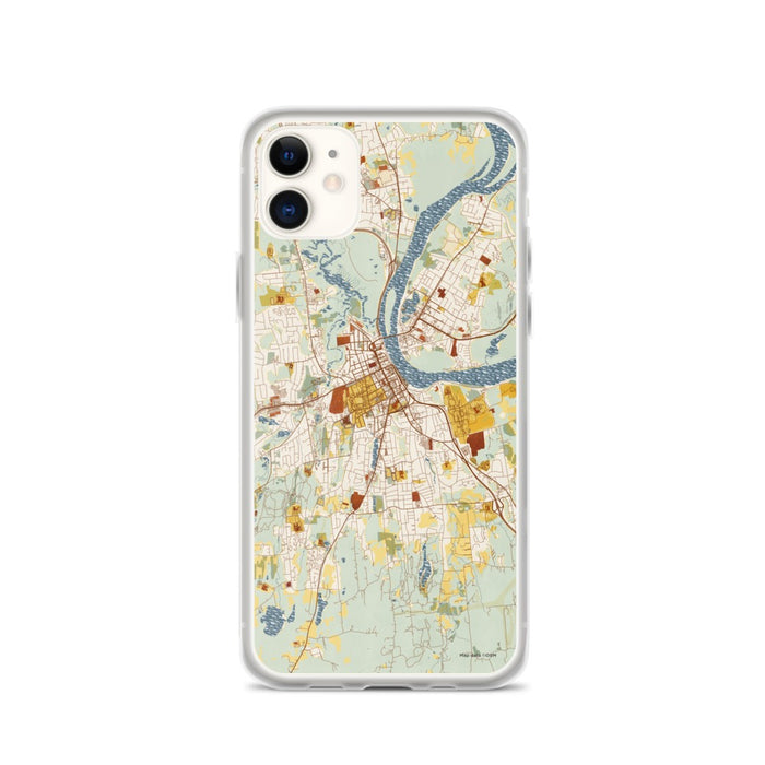 Custom iPhone 11 Middletown Connecticut Map Phone Case in Woodblock