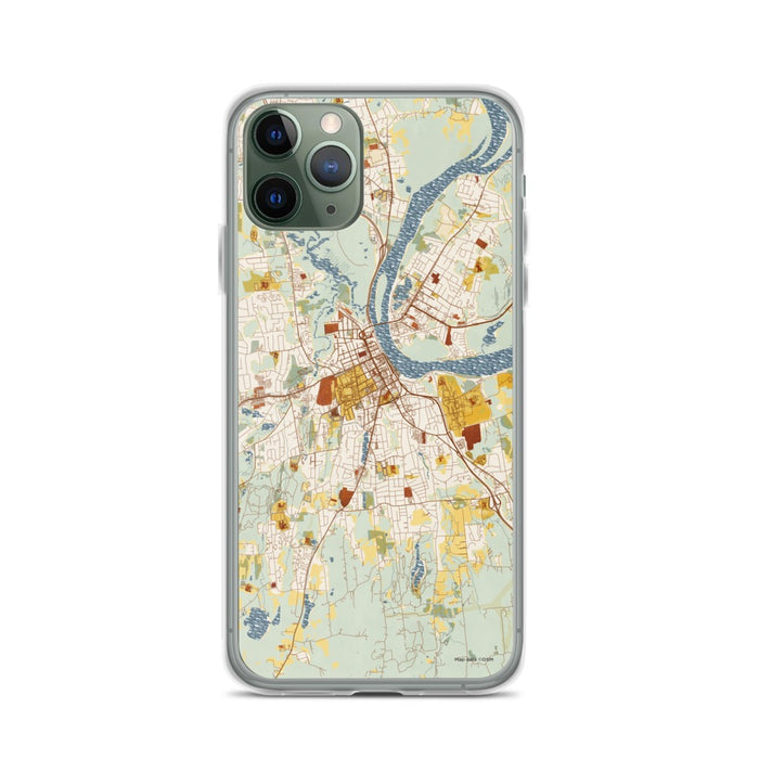 Custom iPhone 11 Pro Middletown Connecticut Map Phone Case in Woodblock