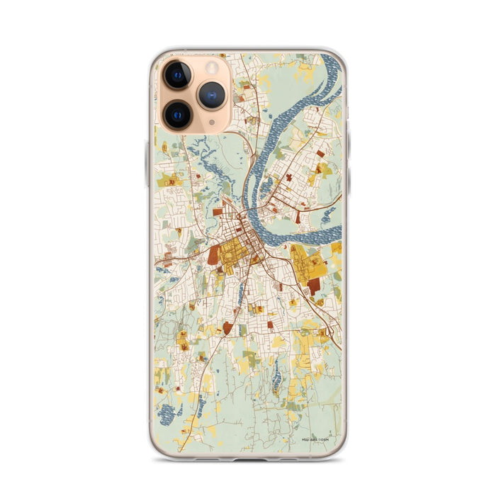 Custom iPhone 11 Pro Max Middletown Connecticut Map Phone Case in Woodblock