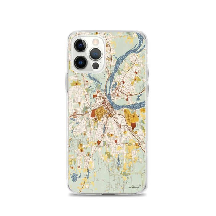 Custom iPhone 12 Pro Middletown Connecticut Map Phone Case in Woodblock