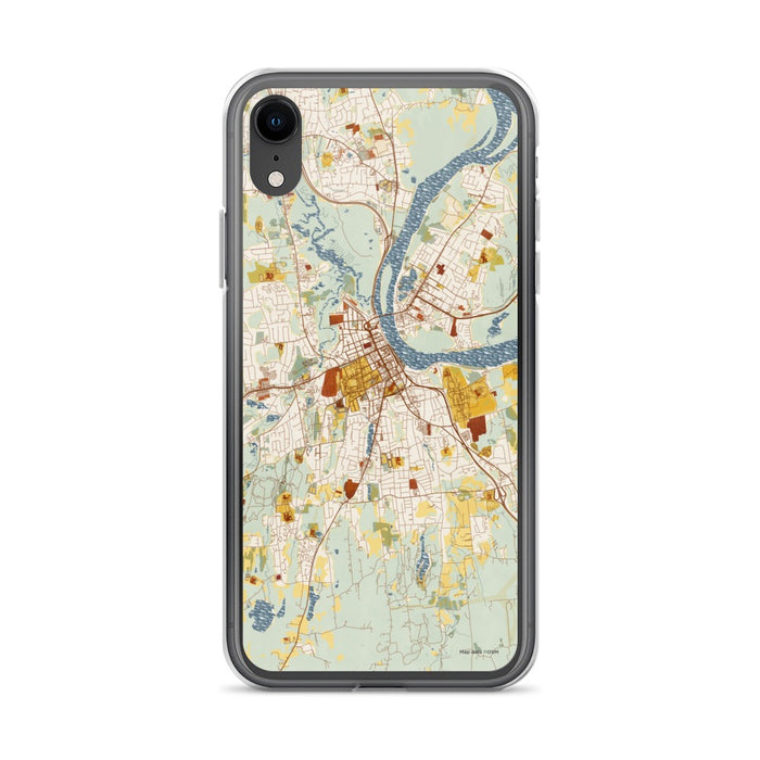 Custom iPhone XR Middletown Connecticut Map Phone Case in Woodblock
