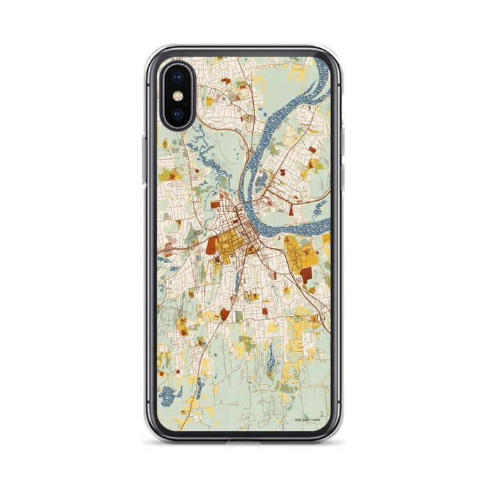 Custom iPhone X/XS Middletown Connecticut Map Phone Case in Woodblock