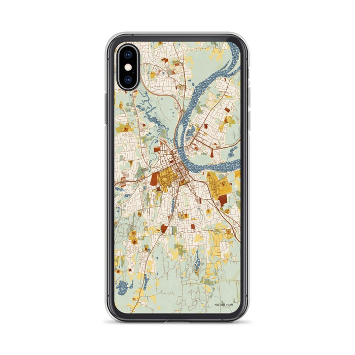 Custom iPhone XS Max Middletown Connecticut Map Phone Case in Woodblock