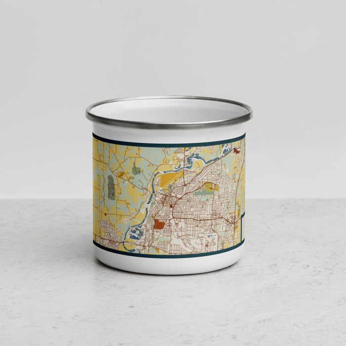 Front View Custom Middletown Ohio Map Enamel Mug in Woodblock
