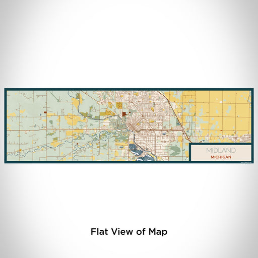 Flat View of Map Custom Midland Michigan Map Enamel Mug in Woodblock