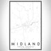 Midland South Dakota Map Print Portrait Orientation in Classic Style With Shaded Background