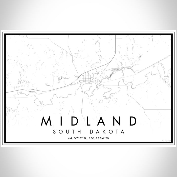Midland South Dakota Map Print Landscape Orientation in Classic Style With Shaded Background