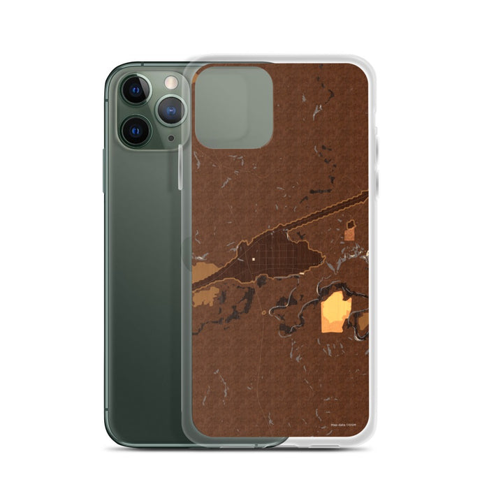 Custom Midland South Dakota Map Phone Case in Ember on Table with Laptop and Plant