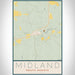 Midland South Dakota Map Print Portrait Orientation in Woodblock Style With Shaded Background