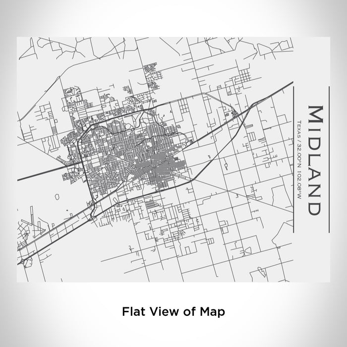 Rendered View of Midland Texas Map Engraving on 20oz Stainless Steel Insulated Bottle with Bamboo Top in White