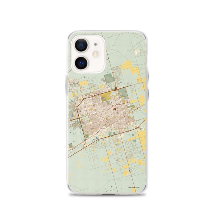 Custom Midland Texas Map iPhone 12 Phone Case in Woodblock