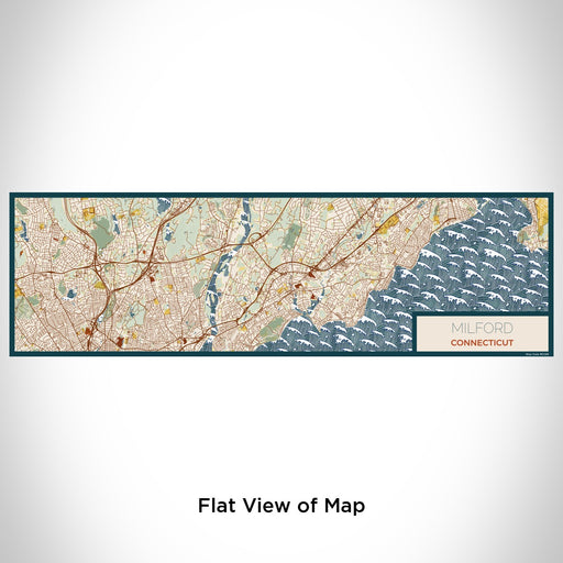 Flat View of Map Custom Milford Connecticut Map Enamel Mug in Woodblock