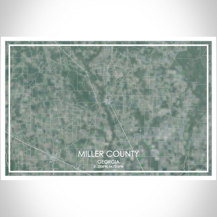 Miller County Georgia Map Print Landscape Orientation in Afternoon Style With Shaded Background