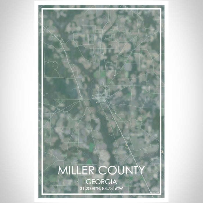 Miller County Georgia Map Print Portrait Orientation in Afternoon Style With Shaded Background