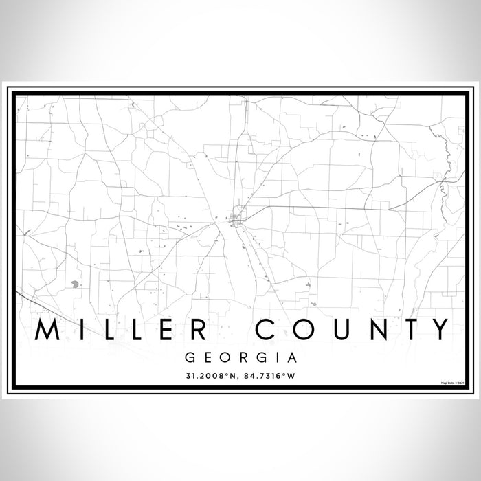 Miller County Georgia Map Print Landscape Orientation in Classic Style With Shaded Background