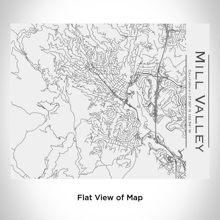 Rendered View of Mill Valley California Map Engraving on 20oz Stainless Steel Insulated Bottle with Bamboo Top in White