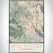 Mill Valley California Map Print Portrait Orientation in Woodblock Style With Shaded Background