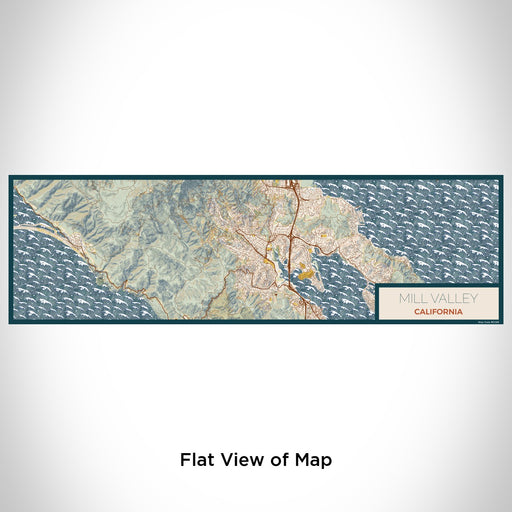 Flat View of Map Custom Mill Valley California Map Enamel Mug in Woodblock