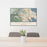 24x36 Mill Valley California Map Print Landscape Orientation in Woodblock Style Behind 2 Chairs Table and Potted Plant