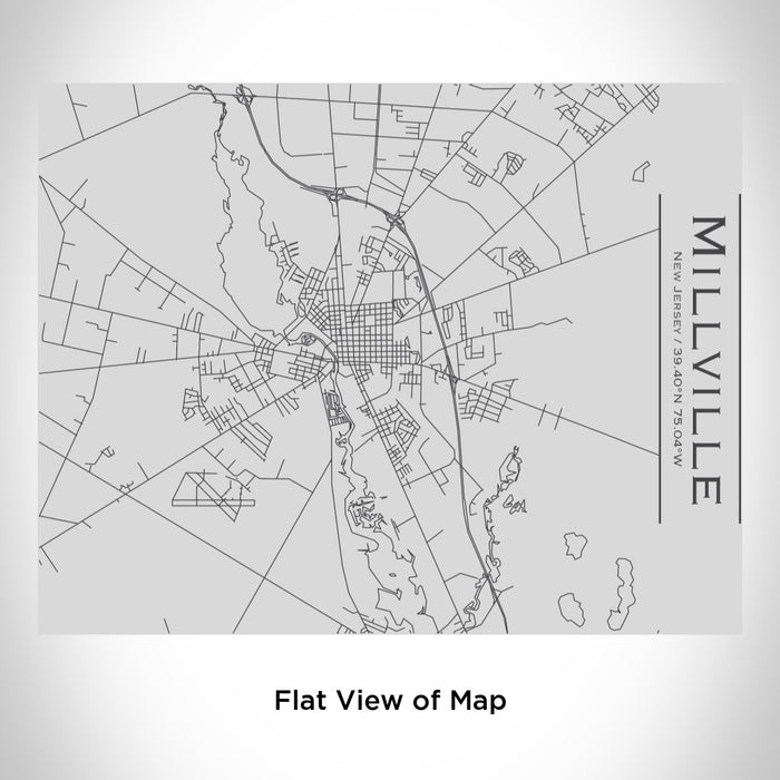 Rendered View of Millville New Jersey Map Engraving on 20oz Stainless Steel Insulated Bottle with Bamboo Top