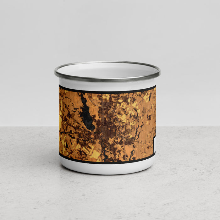 Front View Custom Millville New Jersey Map Enamel Mug in Ember