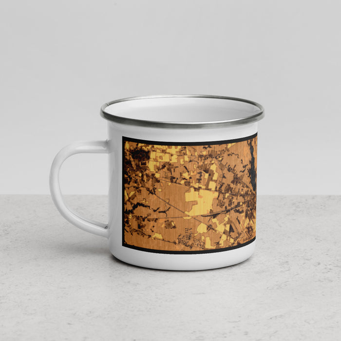 Left View Custom Millville New Jersey Map Enamel Mug in Ember