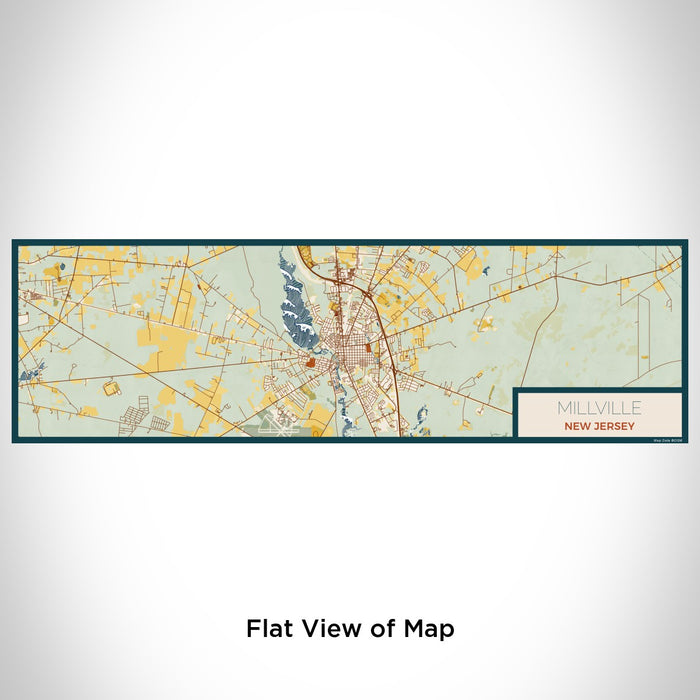 Flat View of Map Custom Millville New Jersey Map Enamel Mug in Woodblock