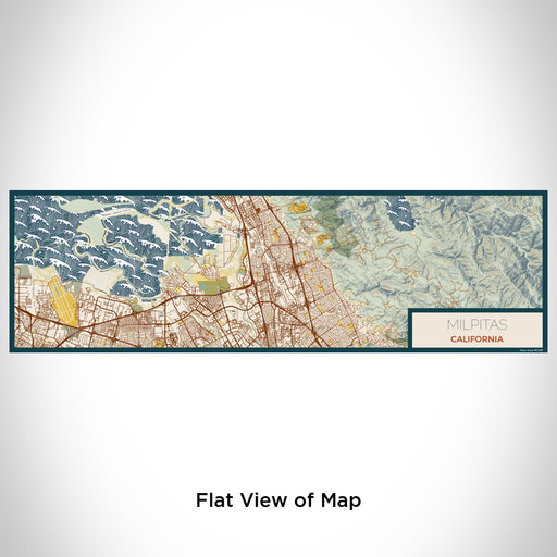 Flat View of Map Custom Milpitas California Map Enamel Mug in Woodblock