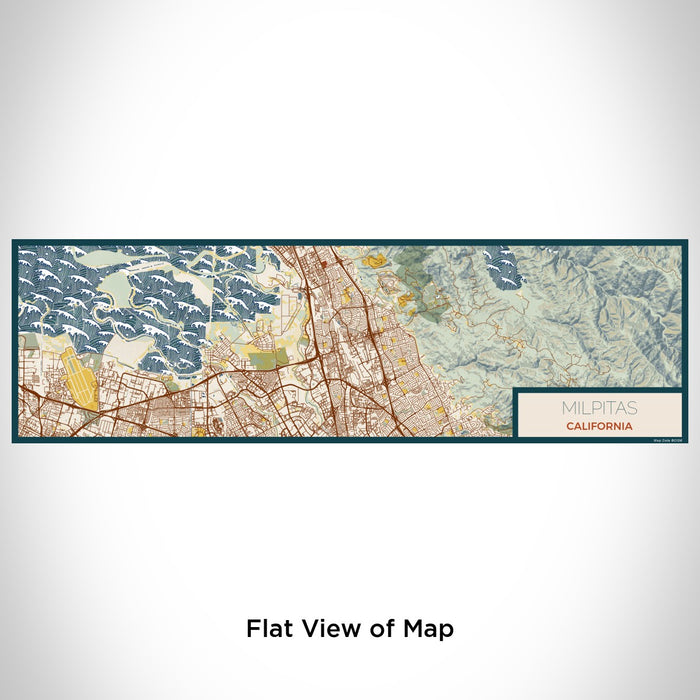 Flat View of Map Custom Milpitas California Map Enamel Mug in Woodblock