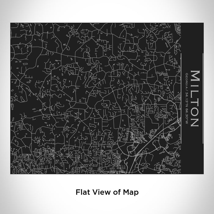 Rendered View of Milton Georgia Map Engraving on 20oz Stainless Steel Insulated Bottle with Bamboo Top in Black