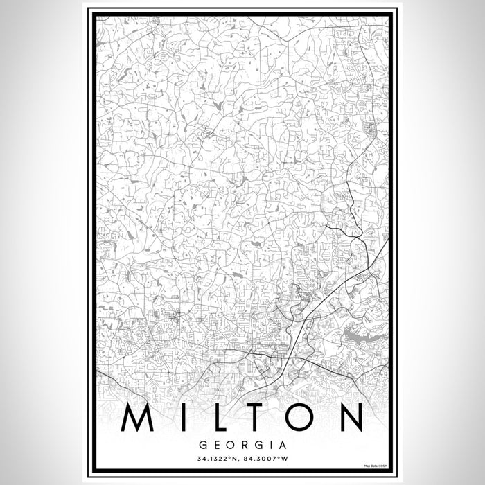 Milton Georgia Map Print Portrait Orientation in Classic Style With Shaded Background