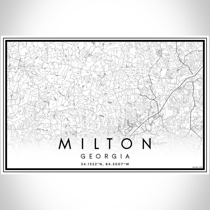 Milton Georgia Map Print Landscape Orientation in Classic Style With Shaded Background